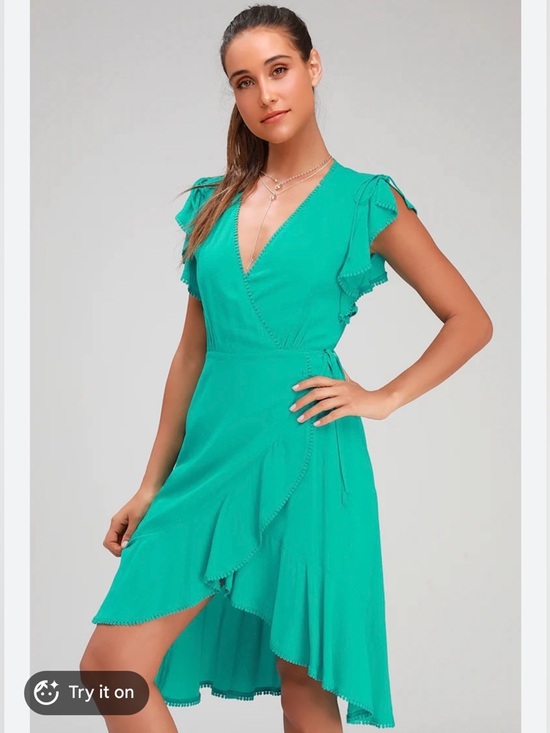 Lulus Dresses & Skirts - Lulus Adeleine green wrap midi dress S